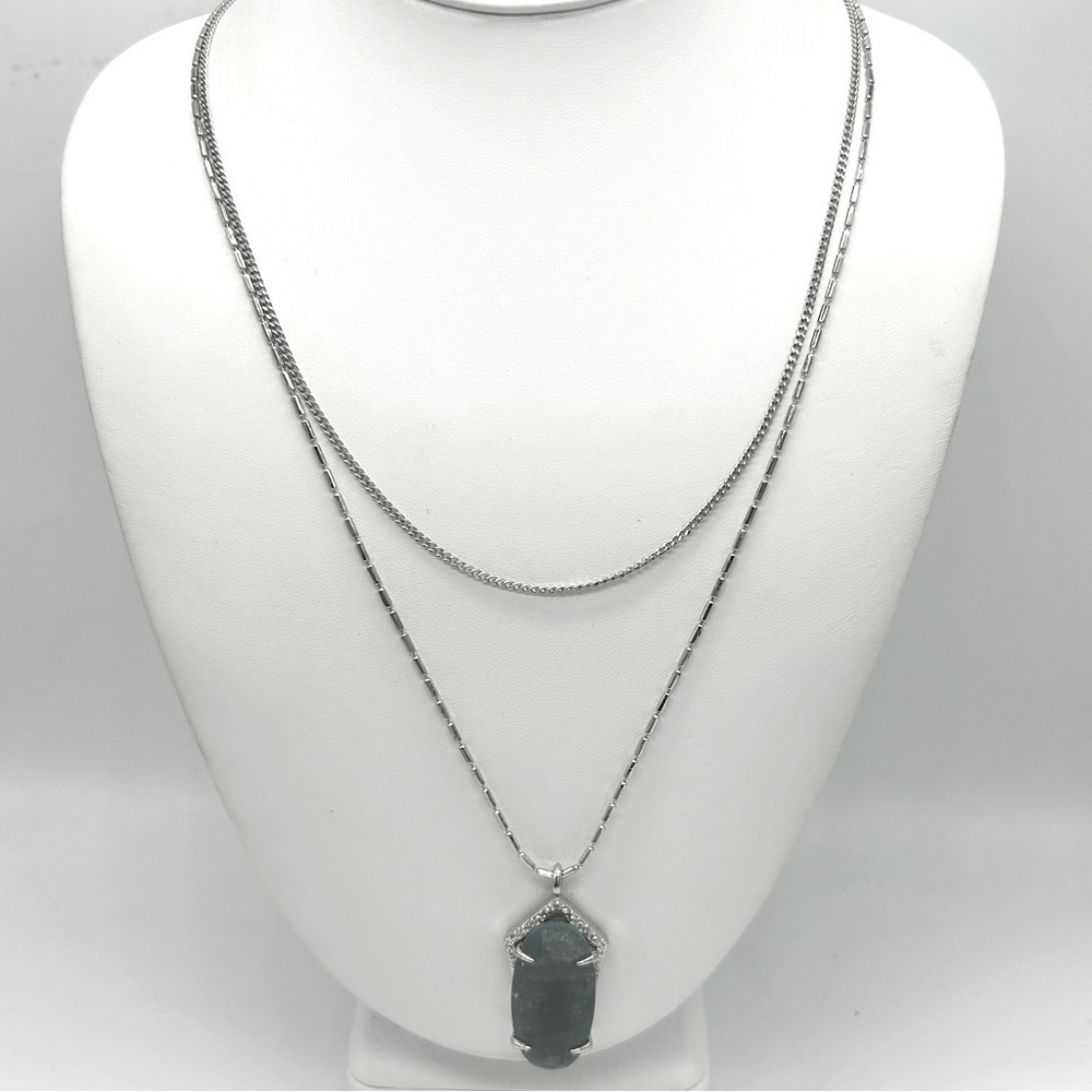 Vince Camuto Double Strand Gray/Blue Pendant Necklace